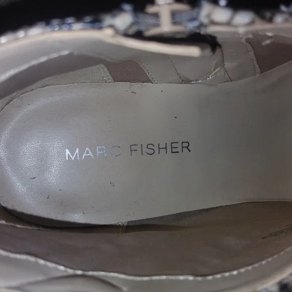 New Marc Fisher Beige & Black Croc Embossed Ankle Boots 7.5 - Picture 5 of 7